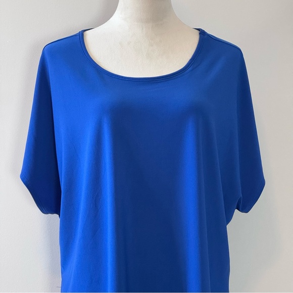 Cato Women’s 18/20W Royal Blue Tunic Top Side Slit Short Sleeve Casual Boss Lady - Picture 2 of 8
